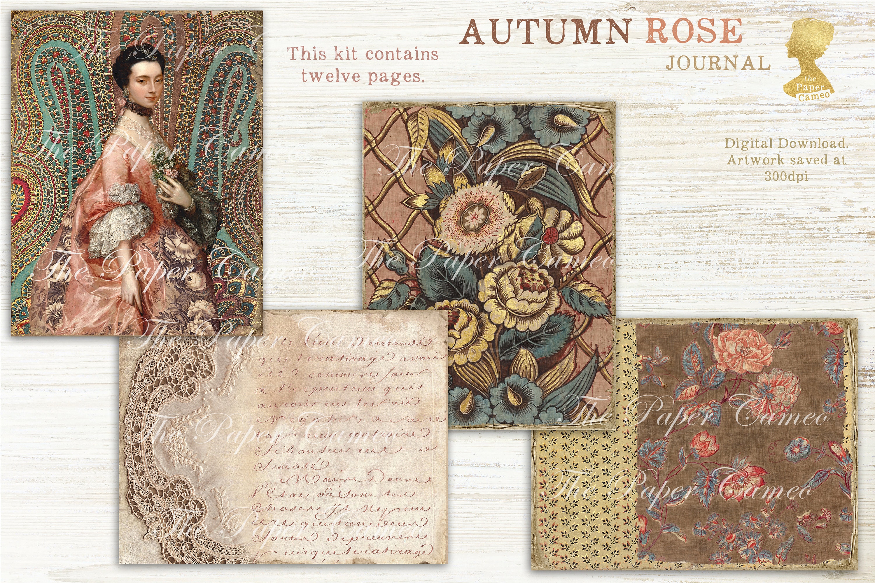 Rose Ribbon Journal AUTUMN ROSE Journal Printable, Autumn Themed Journal Printable, Fall ...
