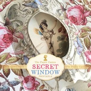SECRET WINDOW Journal Einlage, Floral Ephemera Digital, Pop Up Floral Digital, Rosen Journal Ephemera, Fairy Junk Journal Printable,