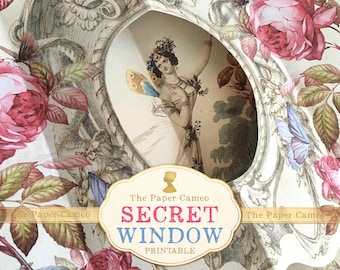 SECRET WINDOW Journal Einlage, Floral Ephemera Digital, Pop Up Floral Digital, Rosen Journal Ephemera, Fairy Junk Journal Printable,
