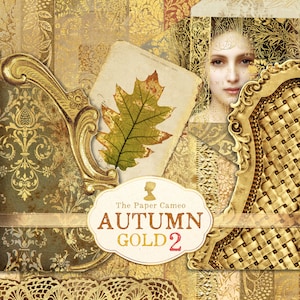AUTOMNE GOLD 2, Ephémères sur le thème de l'automne à imprimer, Ephémères de l'automne, Ephémères de l'automne numériques, Ephémères baroques à imprimer, Art nouveau, Or