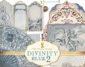 DIVINITY BLUE 2 Ephemera, Blue Themed Digital Ephemera, Blue Journal Ephemera, Blue Envelopes Printable, French Blue Ephemera, Blue Digital