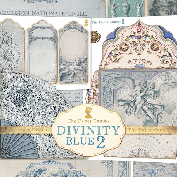 DIVINITY BLUE 2 kortstondige, digitale kortstondige blauwe thema's, Blue Journal kortstondige gebeurtenissen, blauwe enveloppen afdrukbaar, Franse blauwe kortstondige periode, blauw digitaal
