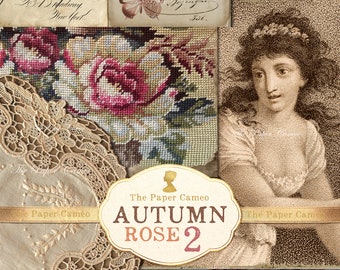 HERFSTROOS 2 kortstondige afdrukbare, herfstthemadagboek kortstondige digitale, kortstondige herfstthema afdrukbare, kortstondige roosthema, roos digitaal