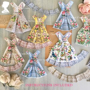 SEVEN PAPER DRESSES Digital, Origami Dress Printable, Origami Dress card, Marie Antoinette Dress, Marie Antoinette Ephemera, Origami Dress image 9