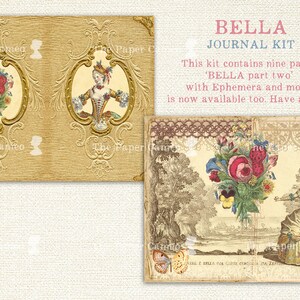 BELLA, Shabby French Style Printable Junk Journal Kit, French Fashion Digital Download, Vintage Floral Journal Pages, Shabby Chic Journal image 2