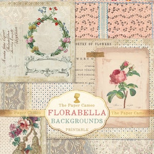 Sfondi FLORABELLA digitali, Sfondi floreali digitali, Diario spazzatura a tema floreale stampabile, Stampabile a tema primaverile, Sfondi graziosi