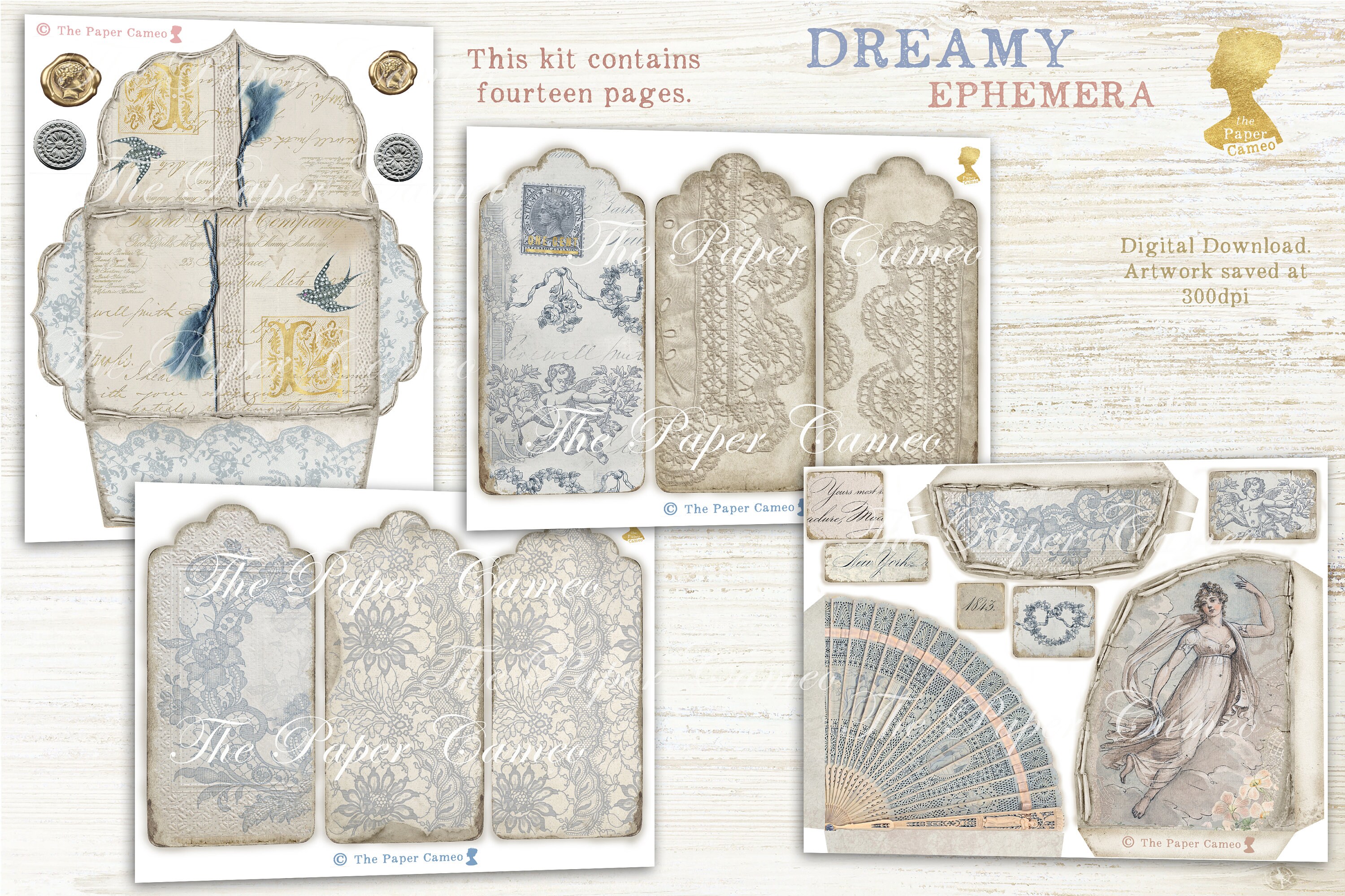 DREAMY EPHEMERA, Neutral Ephemera Printable, Soft Vintage Ephemera ...