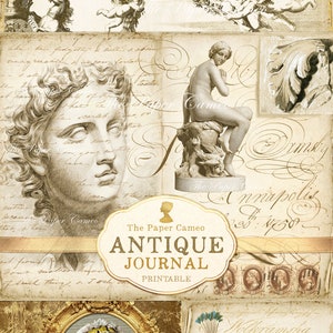 Download digitale stampabile del diario ANTICO, diario spazzatura in stile antico, cameo di carta, antica Roma stampabile, antica Grecia