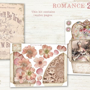 ROMANCE 2 Ephemera Digital, Valentine Themed Ephemera Digital, Shabby Pink Valentine Printable, Love Ephemera, Romantic Floral Ephemera, image 3