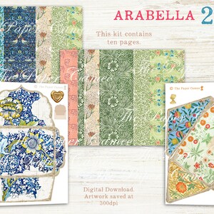 ARABELLA 2, William Morris Ephemera Printable, Faux Washi Tape Digital ...