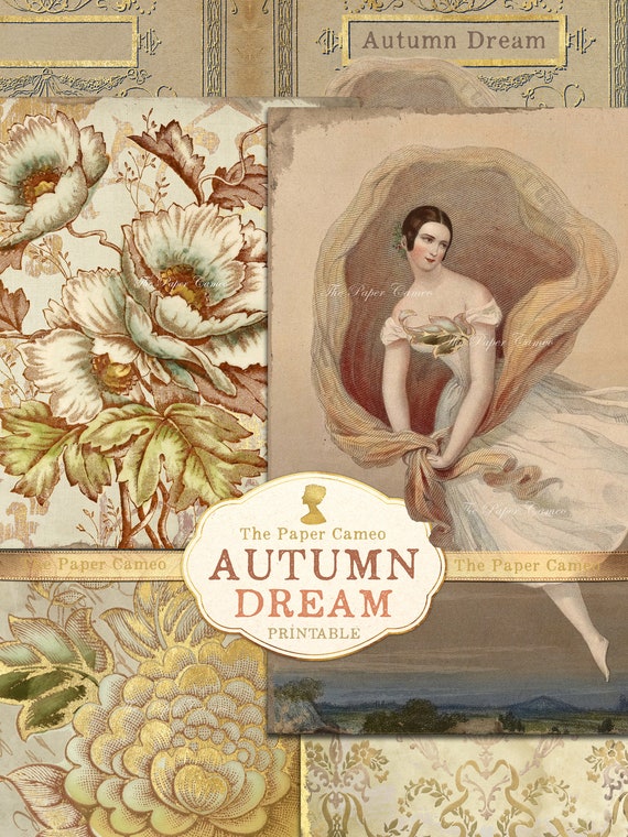 AUTUMN DREAM Journal Printable, Autumn Themed Journal Printable, Fall Themed Journal Digital, Rose Themed Journal Digital, Vintage Autumn