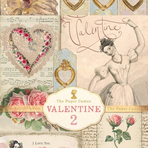 VALENTINE 2 Ephemera, Valentine Ephemera Printable, Tema Valentine Digital, Valentine Shabby Chic Printable digital, Shabby Love Digital