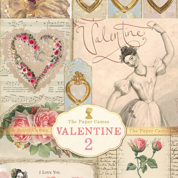 VALENTINE 2 Ephemera, Valentine Ephemera Printable, Valentine Theme Digital, Valentine Shabby Chic Printable digital,  Shabby Love Digital