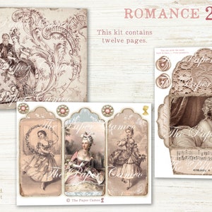 ROMANCE 2 Ephemera Digital, Valentine Themed Ephemera Digital, Shabby Pink Valentine Printable, Love Ephemera, Romantic Floral Ephemera, image 5