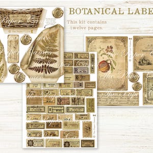 BOTANICAL LABELS Digital, Botanical Themed Ephemera Printable, Woodland ...