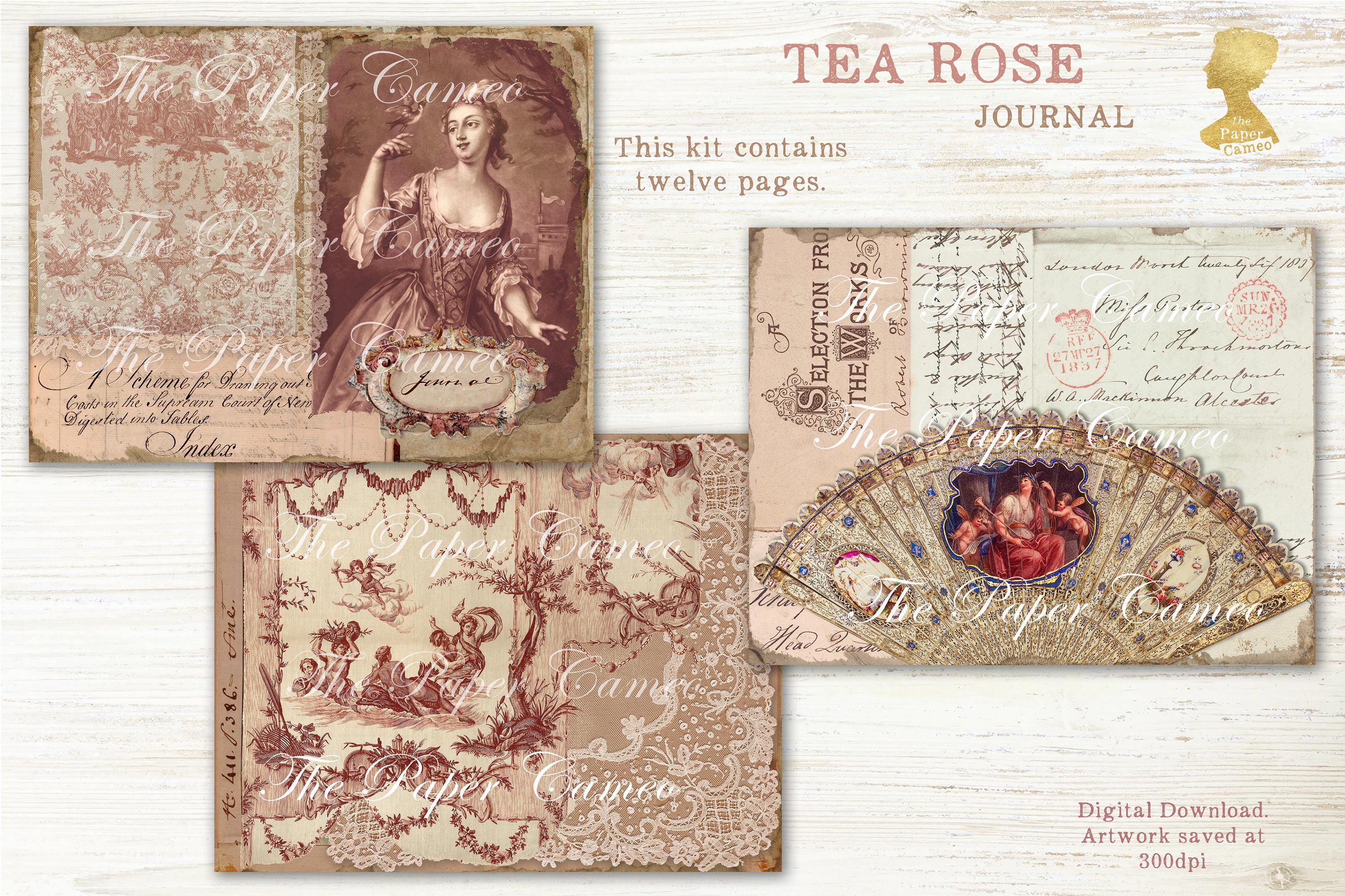 Rose Ribbon Journal TEA ROSE Journal Printable, Rose Themed Junk Journal Digital, Faded ...