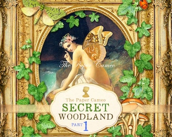Secret Woodland Theme Printable, fussy Cut Printable, Woodland Junk Journal Digital Download, Fairy Ephemera Printable, Happy Mail Kitit