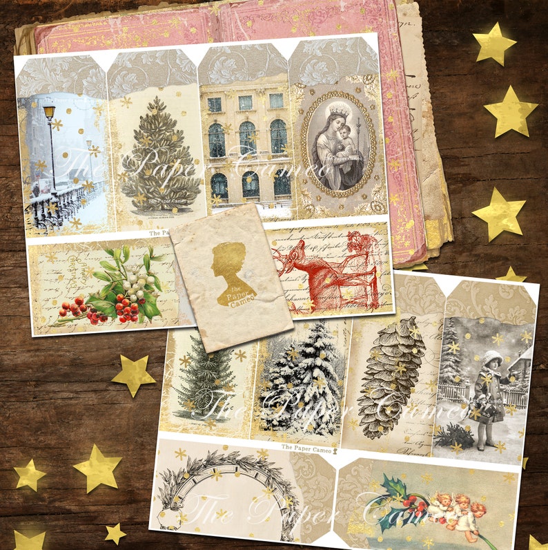 LET IT SNOW, Christmas Journal Printable, Shabby Chic Christmas Printable Digital Download, Pastel Christmas, Vintage Christmas Digital image 6