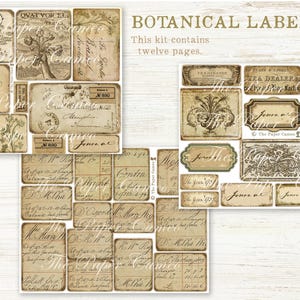 BOTANICAL LABELS Digital, Botanical Themed Ephemera Printable, Woodland ...