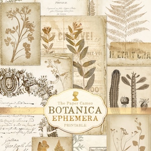 BOTANICA Ephemera, Botânico Digital Imprimível, Botânico Digital Vintage, Botânico Antigo Imprimível, Junk Journal Collage Papers, Digi