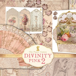 DIVINITY PINK 2 エフェメラ、天使のエフェメラ プリンタブル、ロマンチックなフランスのエフェメラ デジタル、シャビー ピンクのエフェメラ、ヴィンテージ ピンクのエフェメラ デジタル