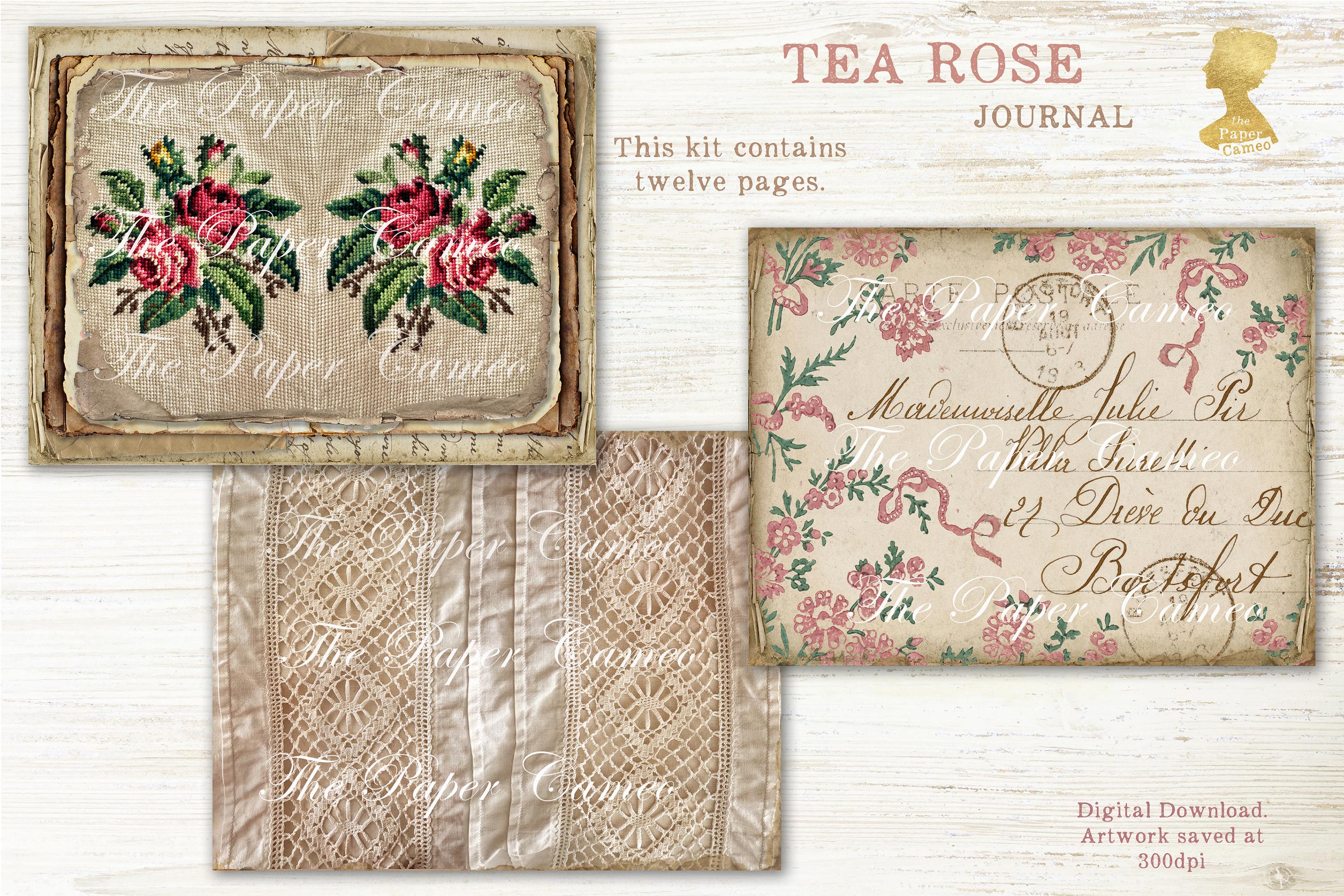 Rose Ribbon Journal TEA ROSE Journal Printable, Rose Themed Junk Journal Digital, Faded ...