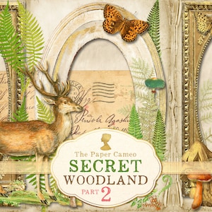 Secret Woodland Themed Printable, Fussy cut Woodland Printable, Woodland Junk Journal Digital Download, Snail Mail Printable Ephemera kit