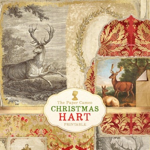 HART Journal de Noël, rennes éphémères imprimables de Noël, cerf de Noël imprimable, Rudolph, Noël antique imprimable, classique