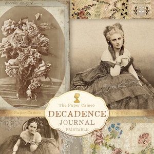DECADENCE ジャーナル プリンタブル、アンティーク フレンチ スタイル デジタル、マリー アントワネット スタイル ヴィンテージ デジタル、ロマンティック ジャーナル プリンタブル、