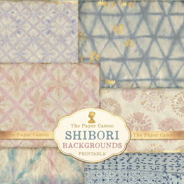 SHIBORI Backgrounds Digital, Japanese Shibori Collage Pages, Tie Dye Digital, Sashiko Printable, Pastel Background Pages, Shibori Printable