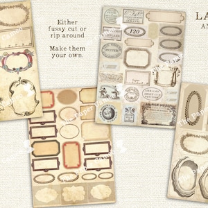 LABELS and TAGS, Printable Vintage Labels, Junk Journal Label Ephemera, The Paper Cameo, Antique Labels Printable, Vintage Labels Digital image 2