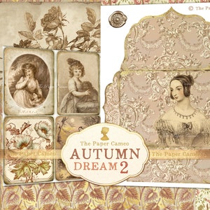 AUTUMN DREAM 2 Imprimable, Feuilles éphémères sur le thème de l'automne imprimable, Feuilles éphémères sur le thème de l'automne imprimables, Feuilles éphémères sur le thème des roses, automne romantique à imprimer