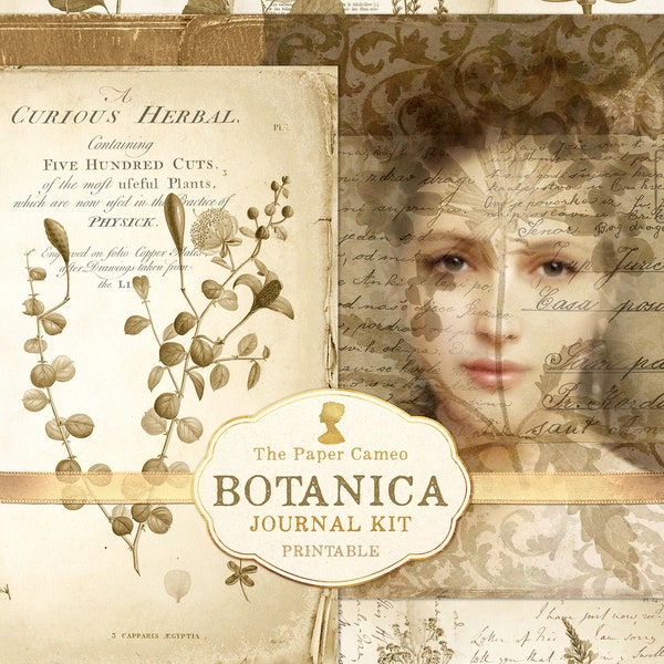 BOTANICA Journal Printable Digital download, Vintage Botanical Digitals, Antique Botanical Printables, Junk Journal Collage Papers, Digi