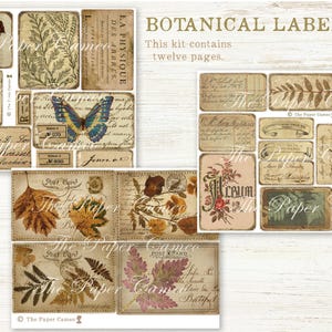BOTANICAL LABELS Digital, Botanical Themed Ephemera Printable, Woodland ...