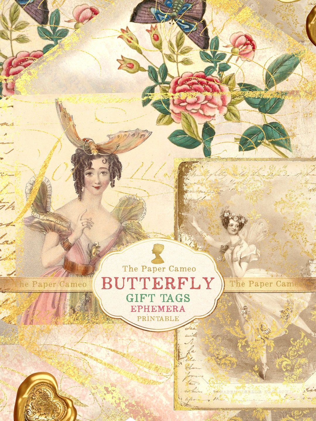 BUTTERFLY Gift Tags Ephemera Printable Digital, Butterfly Printable ...
