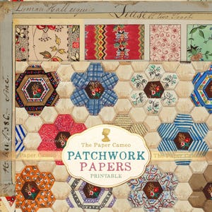 CARTE PATCHWORK Download digitale, Patchwork Printables, Campioni di tessuto stampabili, Disegni patchwork vintage, Patch Work Collage digitale