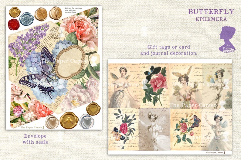 BUTTERFLY Gift Tags Ephemera Printable Digital, Butterfly Printable ...