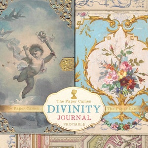 DIVINITY-dagboek, Franse Chateau Fresco-printables, Franse bloemen digitaal junkjournaal, Renaissance-printables, antieke klassieke digitals