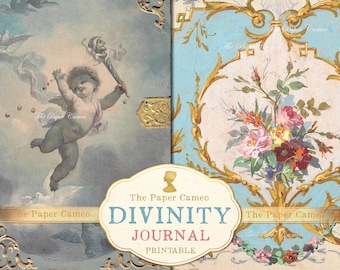 DIVINITY journal, French Chateau Fresco Printables, French Florals Digital junk Journal, Renaissance Printables, Antique Classic Digitals