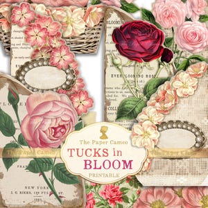 RETOUR À LA FLEUR, taches de fleurs numériques numériques, pochettes pour journaux indésirables imprimables, fleurs éphémères sur le thème des fleurs, taches de rosier imprimables, roses éphémères