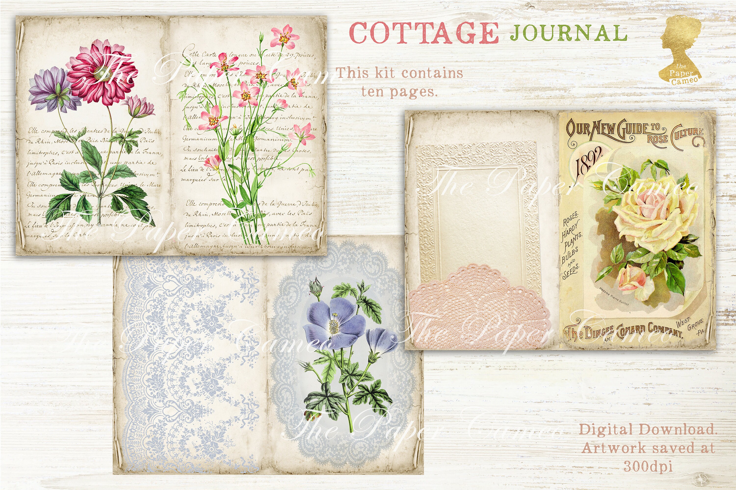 COTTAGE Journal Printable, Cottage Theme Junk Journal Digital Download ...