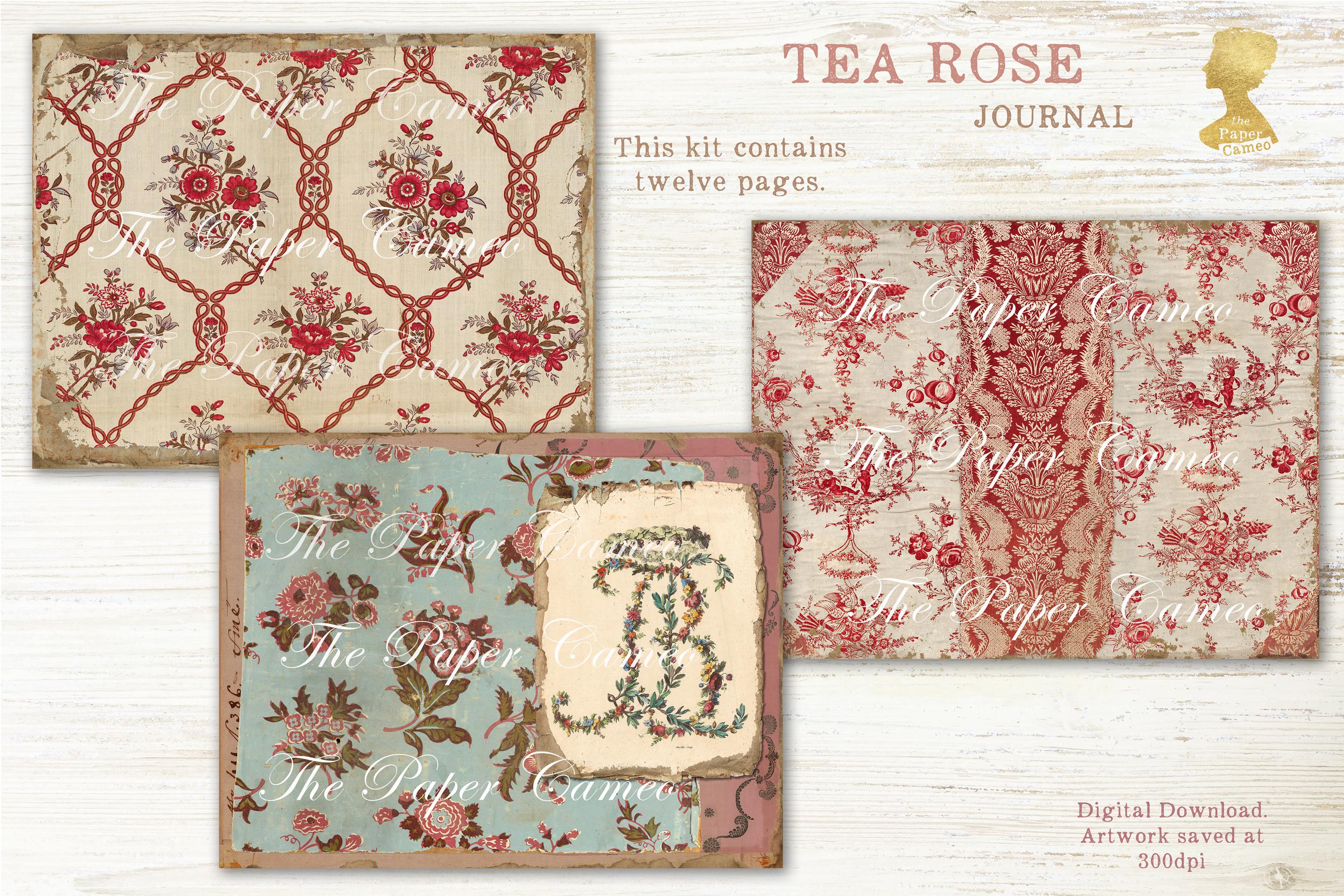 Rose Ribbon Journal TEA ROSE Journal Printable, Rose Themed Junk Journal Digital, Faded ...