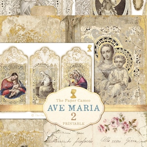 AVE MARIA 2-dagboek, kerstdagboek afdrukbaar, heilige kerst digitaal, religieus afdrukbaar, religieus thema digitaal, heilige kaart