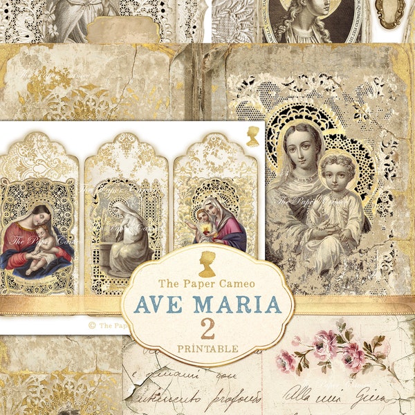 AVE MARIA 2 journal, Christmas Themed Journal Printable, Holy Christmas Digital, Religious Printable, Religious Theme Digital, Holy Card