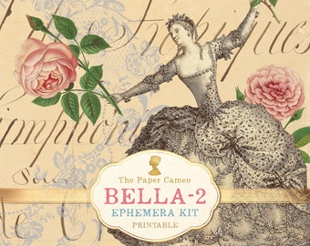 BELLA 2, Shabby Franse stijl Ephemera afdrukbaar, French Fashion Digitale Download, Vintage Floral Journal Pages, Shabby Chic Journal, Digi