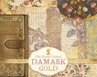 DAMAST GOUD dagboek afdrukbaar, herfstthema dagboek afdrukbaar, herfstcollagepagina's afdrukbaar, herfstdagboek digitaal, bloemendagboek