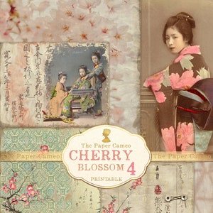 CHERRY BLOSSOM 4 Journal Digital, Japans thema afdrukbaar, Spring Junk Journal, Vintage Japans afdrukbaar, Geisha afdrukbaar, Kyoto Digital