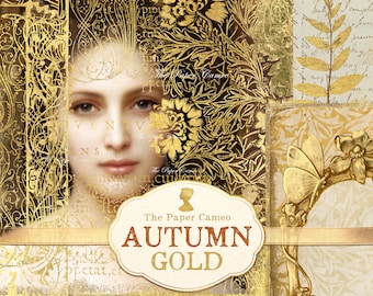 Autumn Gold Journal, Autumn themed Journal Printable, Fall Journal Digital, Autumn Collage Pages, Autumn Digital Journal pages, Golden