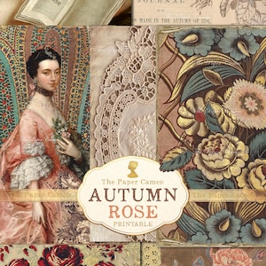 AUTOMNE ROSE journal imprimable, journal sur le thème de l'automne imprimable, journal sur le thème de l'automne numérique, journal sur le thème des roses imprimable, rose vintage