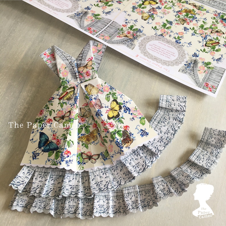 SEVEN PAPER DRESSES Digital, Origami Dress Printable, Origami Dress card, Marie Antoinette Dress, Marie Antoinette Ephemera, Origami Dress image 5